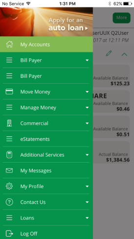 Small ad in menu